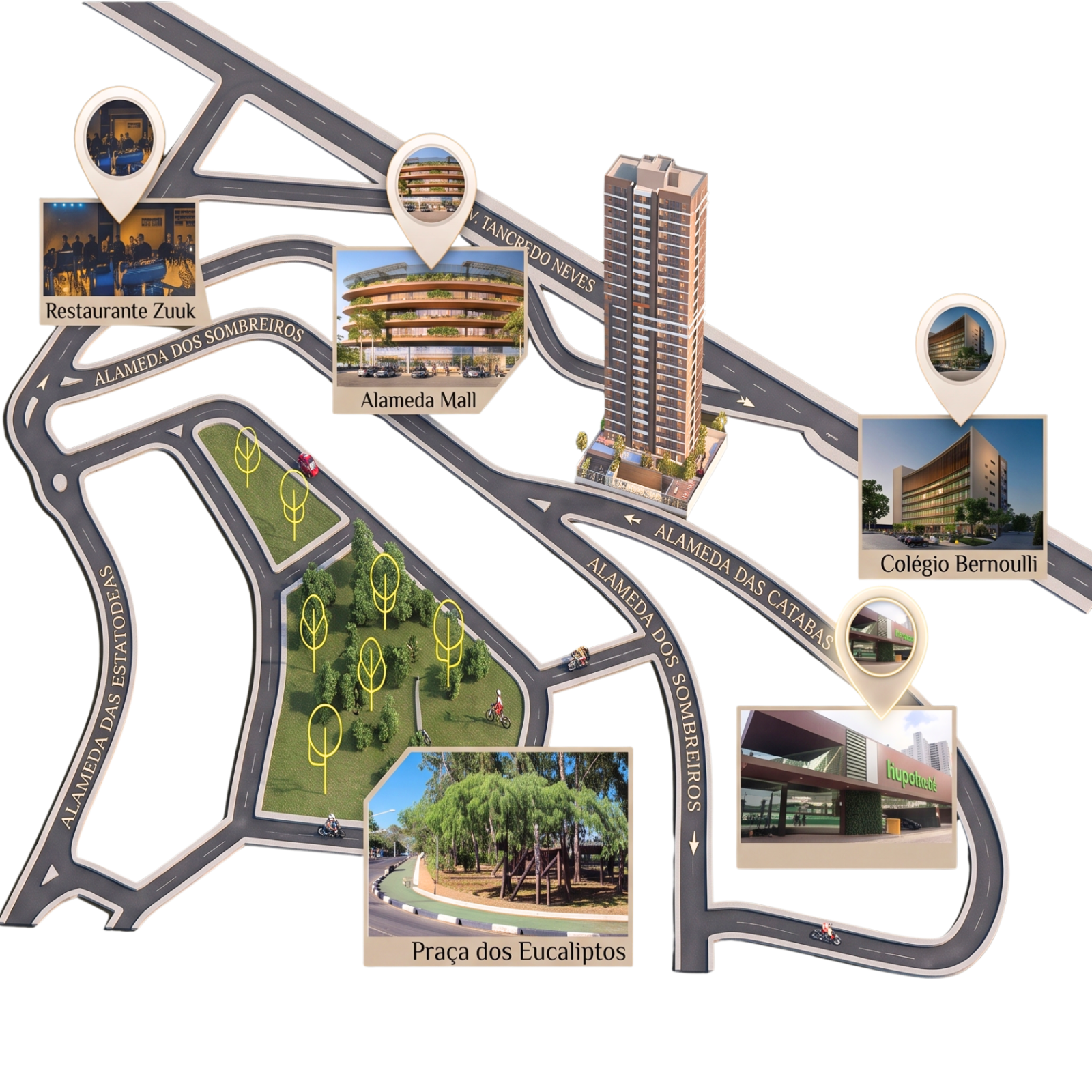 Mapa de localização — Distrito de Luxo, Caminho das Árvores