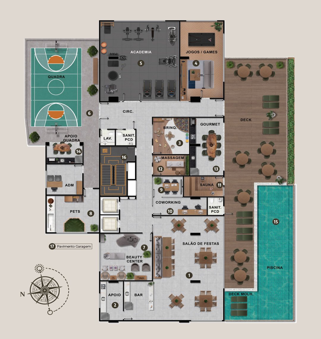Planta do pavimento de lazer